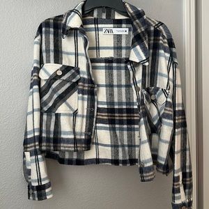 Zara cropped flannel jacket
